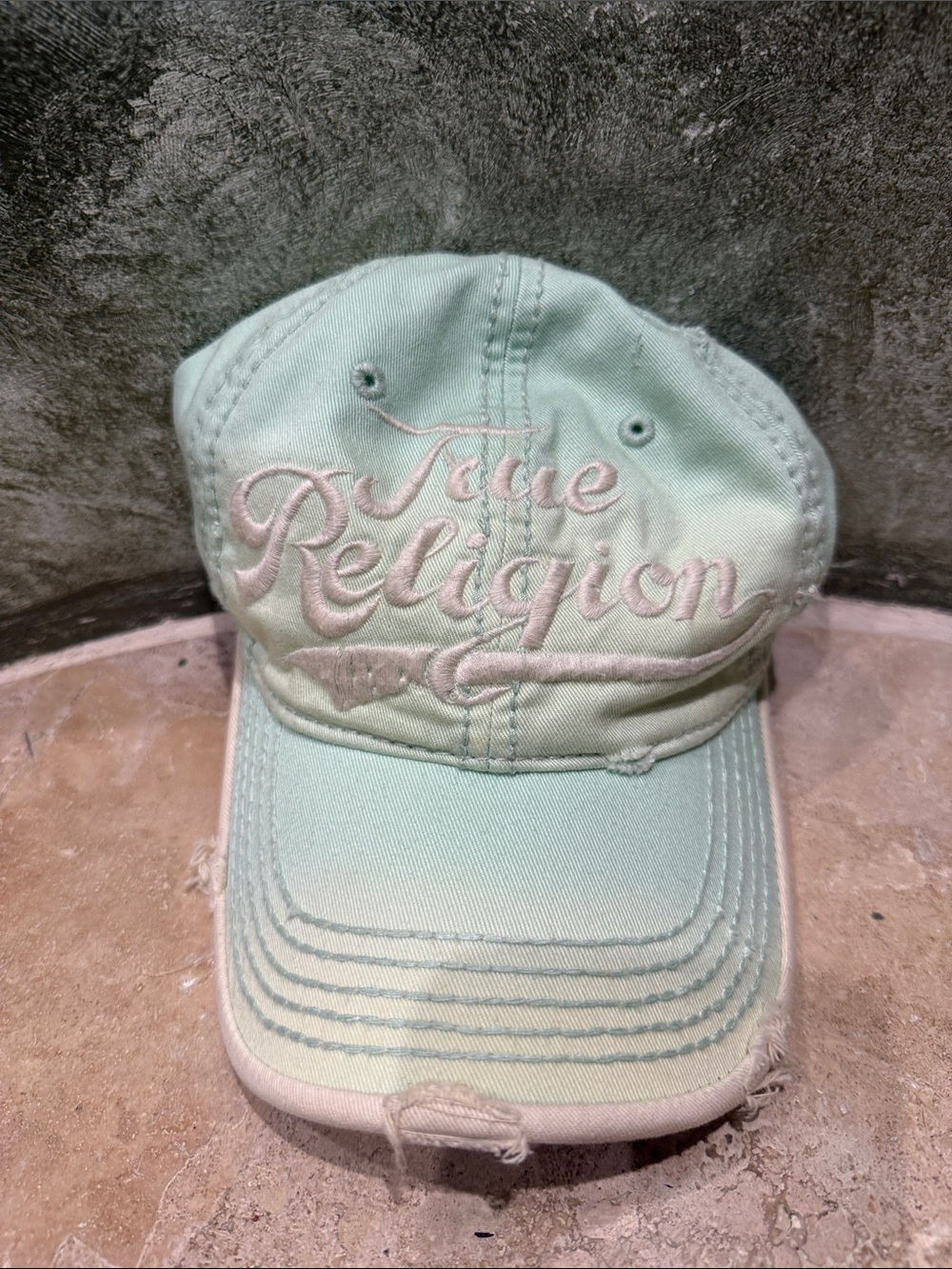 True Religion Mint Green Cap with Light Pink Embroidery
